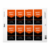 Retro Prettig Kerstmis met pijnbomen en sneeuw Etiket (Full Sheet)