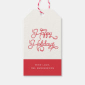 Retro Prettige feestdagen Rood Cadeaulabel (Voorkant)