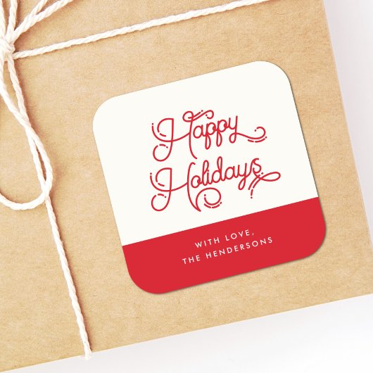 Retro Prettige feestdagen Vierkante Sticker