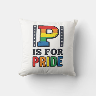 Retro Pride Letter P Regenboog Shirt Ontwerp_1 Kussen