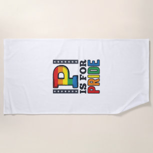 Retro Pride Letter P Regenboog Shirt Ontwerp_1 Strandlaken