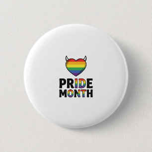 Retro Pride Maand Gehoornde Hart Shirt Ontwerp_1 Ronde Button 5,7 Cm
