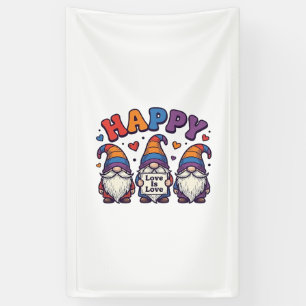 Retro Pride Maand Gnome Regenboog Shirt Ontwerp_1 Spandoek