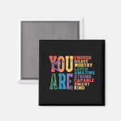 Retro Pride Mental Health You Are Enough Brave Wor Magneet (Voorkant / Achterkant)