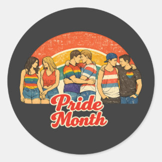 Retro Pride Month LGBTQ-viering Ronde Sticker
