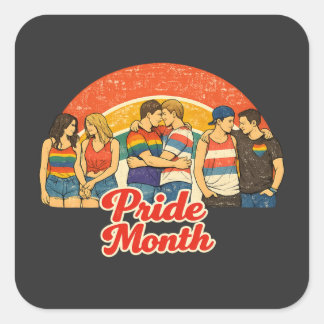 Retro Pride Month LGBTQ-viering Vierkante Sticker