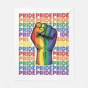 Retro Pride Opgeheven Vuist Regenboog Shirt Ontwer Fleece Deken