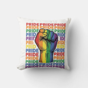 Retro Pride Opgeheven Vuist Regenboog Shirt Ontwer Kussen