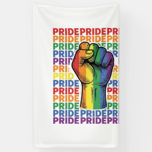 Retro Pride Opgeheven Vuist Regenboog Shirt Ontwer Spandoek