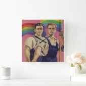 Retro Pride Propaganda Vierkante Klok (Huis)