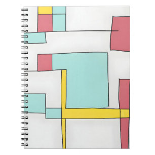 Retro Primary Color Geometric Grid Notitieboek