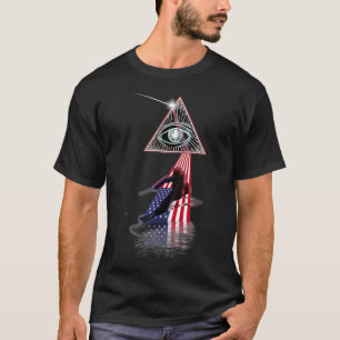  Retro Prism US Flag Skiing T-shirt
