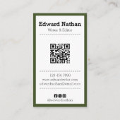 Retro professionele schrijfmachine qr-code visitekaartje (Achterkant)