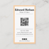 Retro professionele typemachine qr-code visitekaartje (Achterkant)