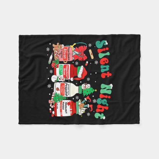 Retro Profol Silent Night Funny Christmas Nurse Wo Fleece Deken (Voorkant (Horizontaal))
