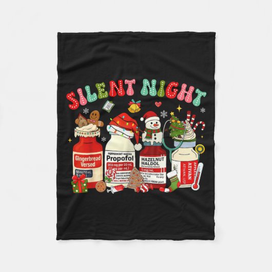 Retro Profol Silent Night Icu Nurses Funny Merry C Fleece Deken (Voorkant)