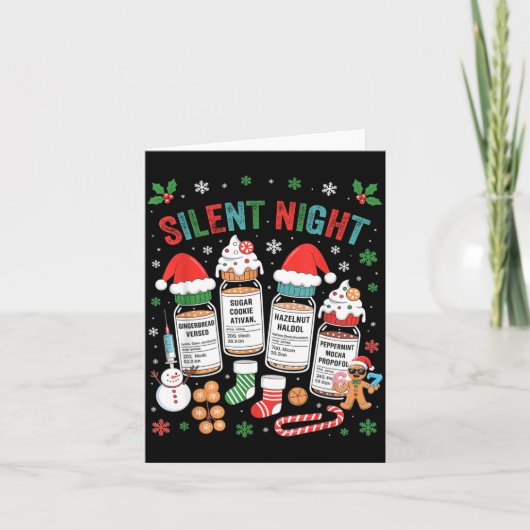 Retro Profol Silent Night Icu Nurses Funny Merry C Kaart (Voorkant)