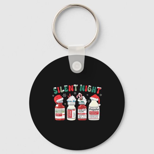 Retro Profol Silent Night Icu Nurses Funny Merry C Sleutelhanger (Voorkant)