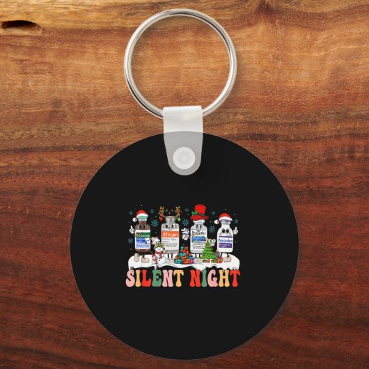 Retro Profol Silent Night Icu Nurses Funny Merry C Sleutelhanger (Voorkant)