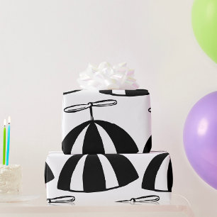 Retro propeller Beanie grillig zwart en wit Cadeaupapier