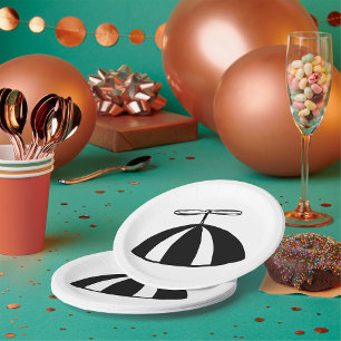 Retro propeller Beanie grillig zwart en wit Papieren Bordje