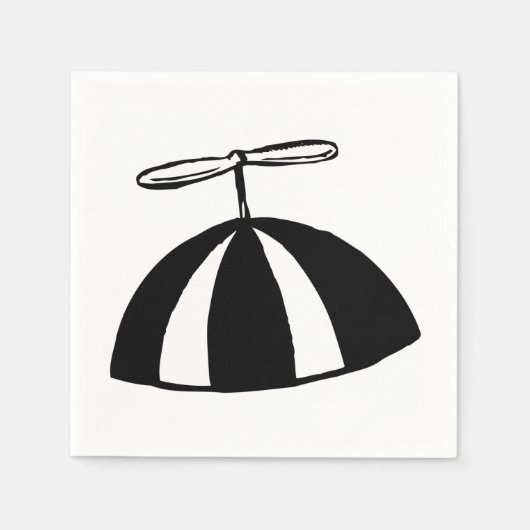 Retro propeller Beanie grillig zwart en wit Servet (Voorkant)