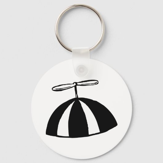 Retro propeller Beanie grillig zwart en wit Sleutelhanger (Voorkant)