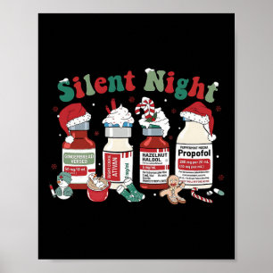 Retro Propofol Stille Nacht Icu Verpleegsters Grap Poster
