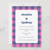 Retro Pset Gecontroleerd Paars en marineblauw huwe Kaart (Voorkant)