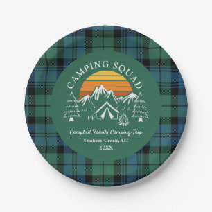 Retro Pset Tartan Family Camping Squad Campbell Papieren Bordje