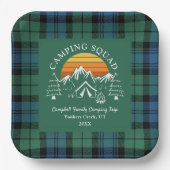 Retro Pset Tartan Family Camping Squad Campbell Papieren Bordje (Voorkant)