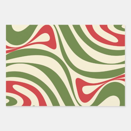Retro Psychedelic 60s 70s Groovy Kerstmis Inpakpapier Vel (Voorkant 3)