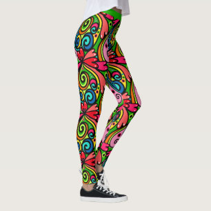 Retro Psychedelic 60s Motif Leggings colorés