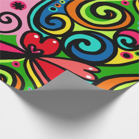 Retro Psychedelic 60s Patroonvun & kleurrijk Cadeaupapier (Hoek)