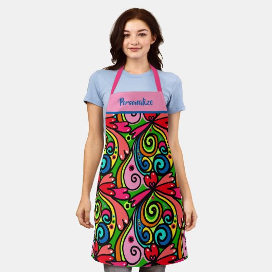 Retro Psychedelic 60s Patroonvun & kleurrijk Schort (Gedragen)