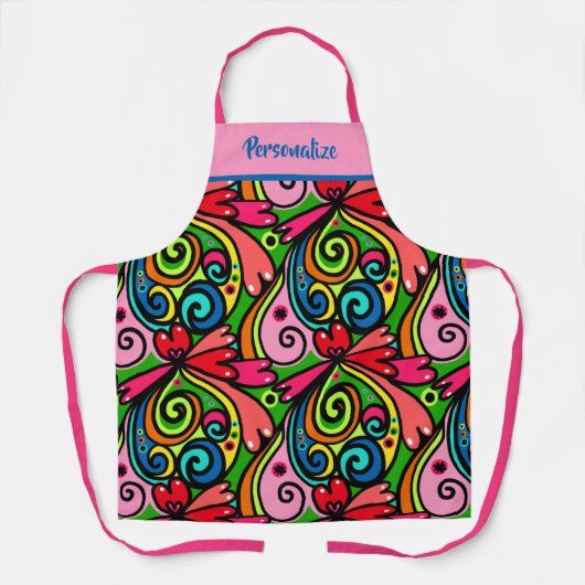 Retro Psychedelic 60s Patroonvun & kleurrijk Schort (Voorkant)