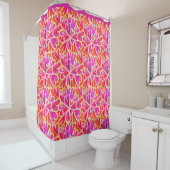 Retro Psychedelic 60s Roze harten Abstract Ontwerp Douchegordijn (In situ)