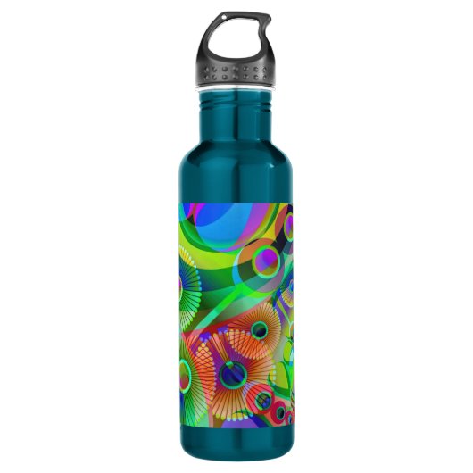 Retro Psychedelic Abstract Waterfles (Voorkant)