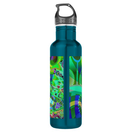 Retro Psychedelic Abstract Waterfles (Achterkant)