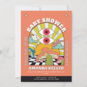 Retro Psychedelic Baby shower Invitation Kaart (Voorkant)