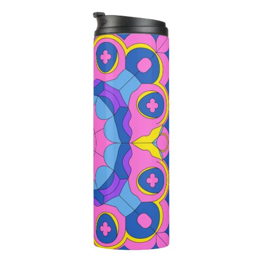 Retro Psychedelic Geometric Mandala Pattern Thermosbeker (Geroteerd rechts)