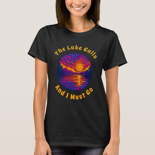 Retro Psychedelic Lake Sunset T-shirt