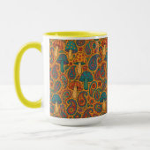 Retro Psychedelic Mushroom & Paisley Patroon Mok (Links)
