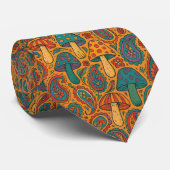 Retro Psychedelic Mushroom & Paisley Patroon Stropdas (Opgerold)