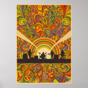 Retro Psychedelic Music Festival Wall Art - jaren  Poster