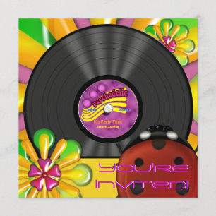 Retro Psychedelic Vinyl Record Party Uitnodigingen