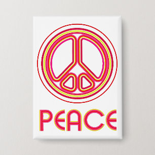 retro psychedelisch vredesteken lineaire grafiek button