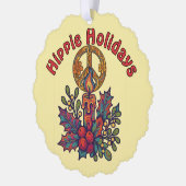 Retro Psychedelische Hippie Feestdagen Kerst Ornament Kaart (Links)