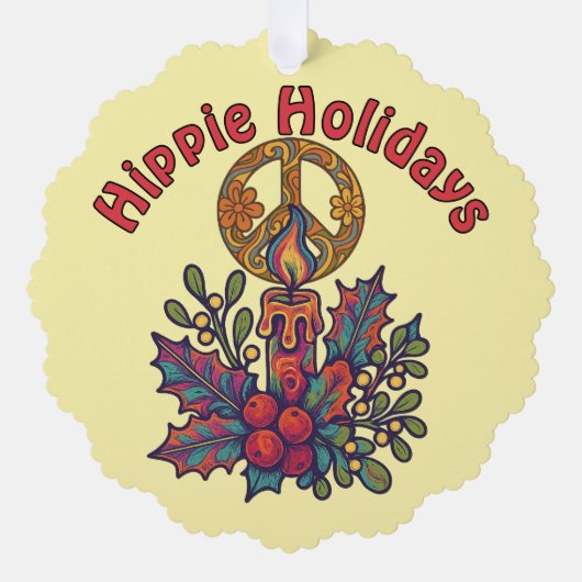 Retro Psychedelische Hippie Feestdagen Kerst Ornament Kaart (Voorkant)