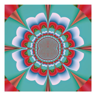Retro psychedelische mandala bloem abstracte kunst foto afdruk